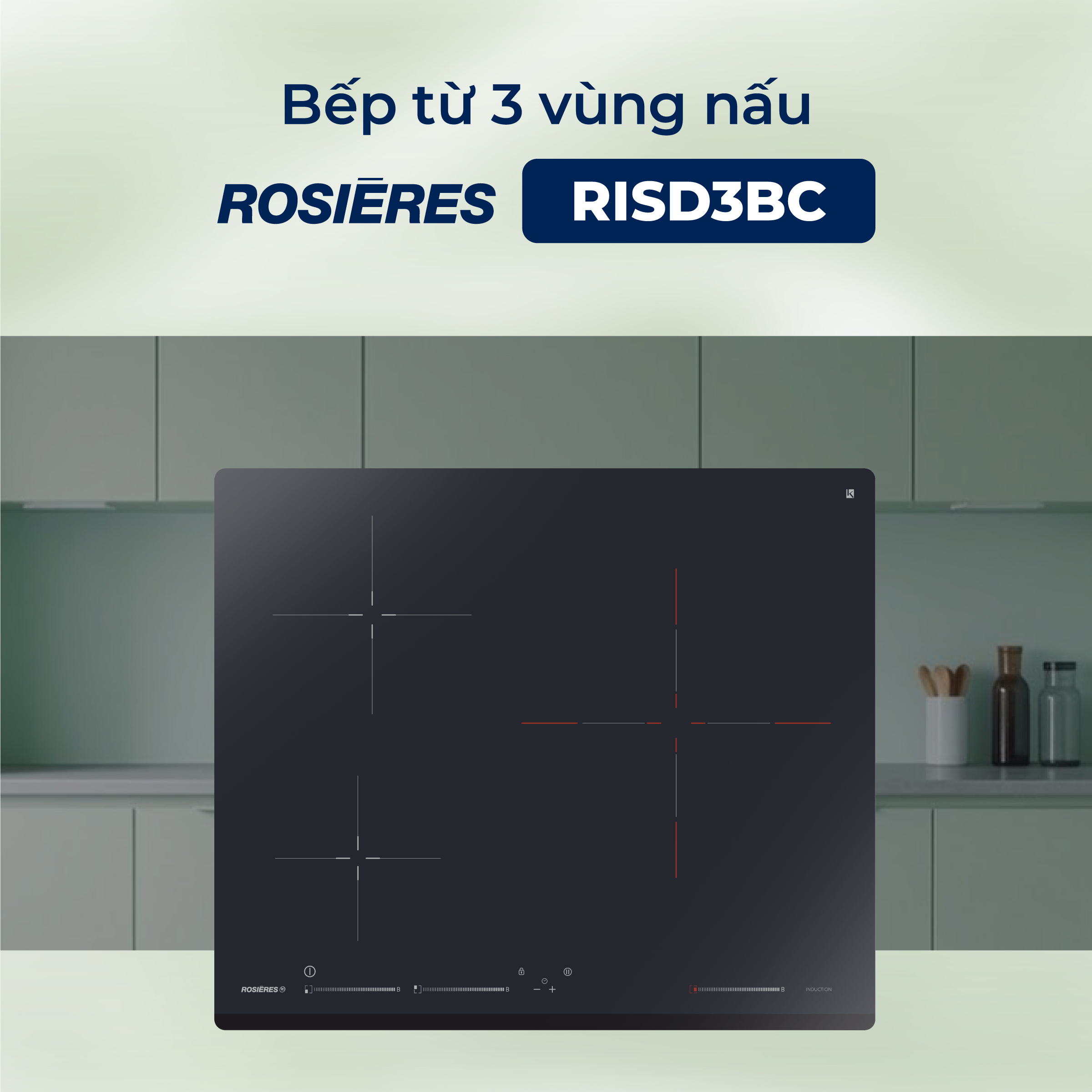 Bếp từ 3 vùng nấu Rosières RISD3BC - Nhập khẩu chính hãng