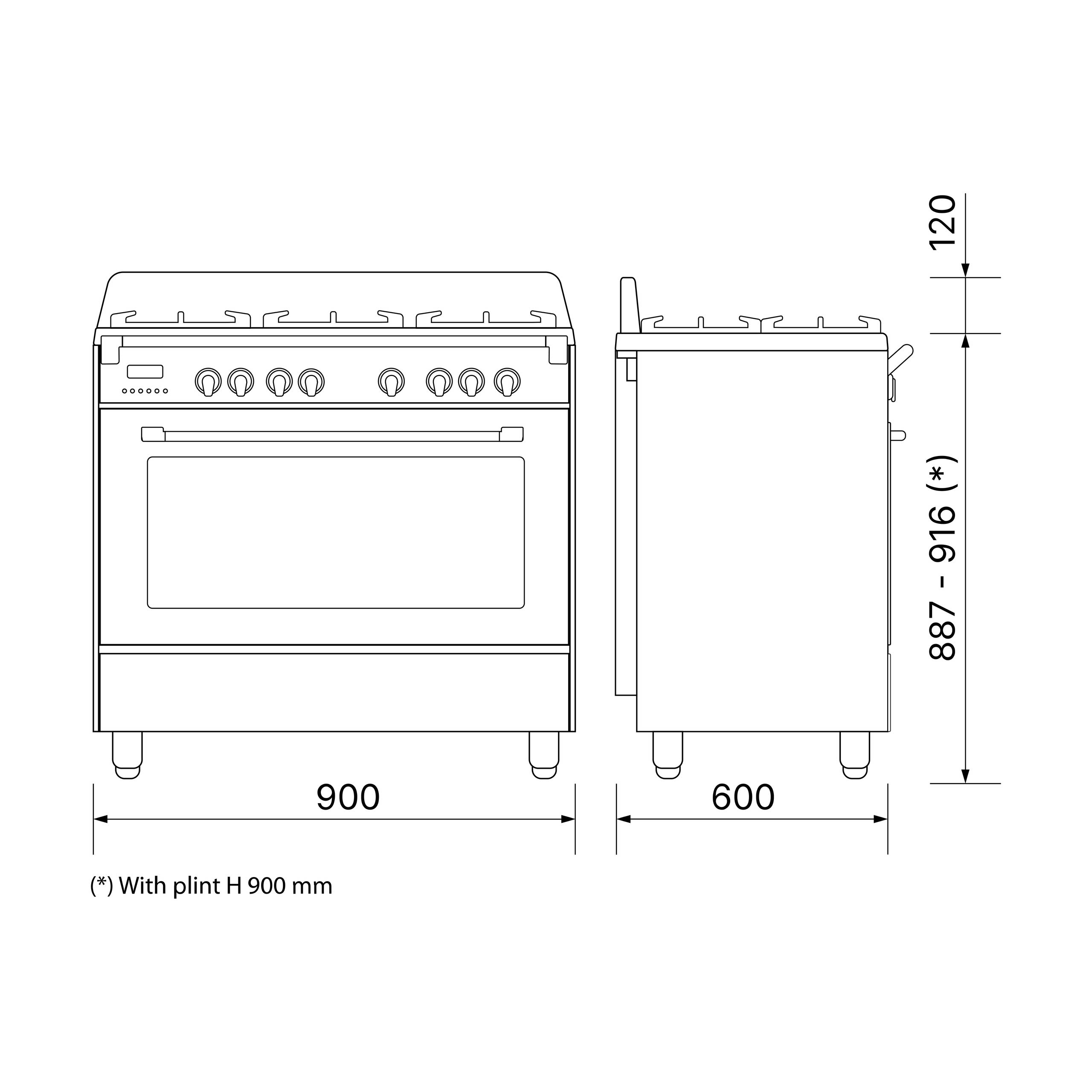 Bếp gas 5 vùng nấu  kết hợp lò nướng 90 cm Elba VR 965 M - Nhập khẩu chính hãng