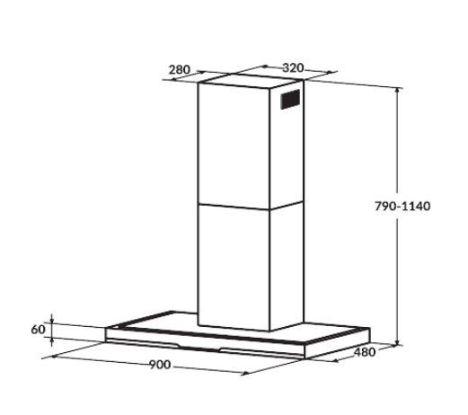 Hút Mùi Ống Khói 90cm RDVSE995PN - Nhập khẩu chính hãng