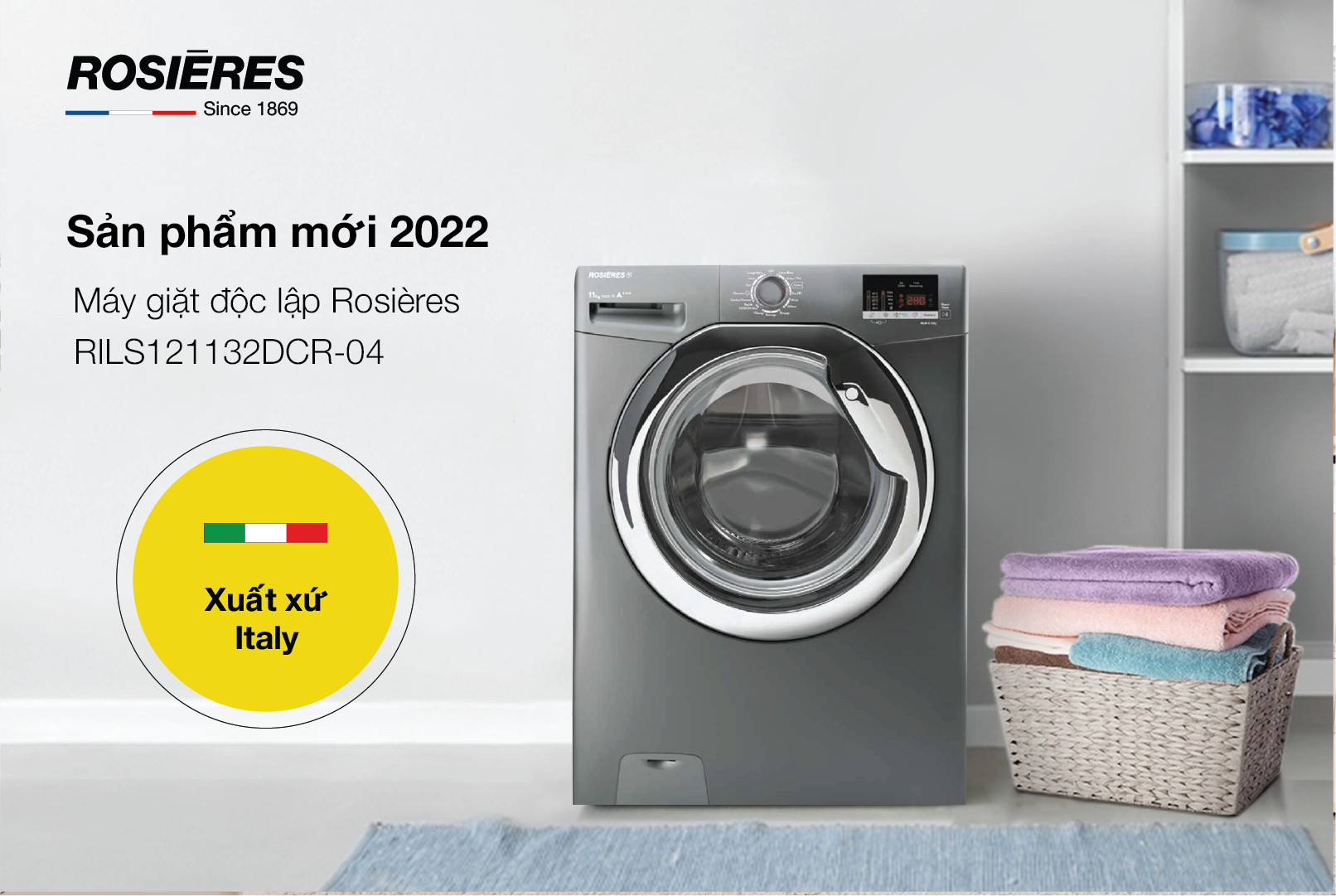 Máy giặt độc lập 11kg Rosieres - RILS121132DCR-04