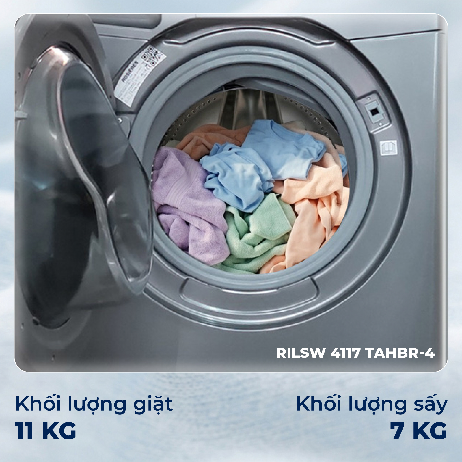 Máy giặt sấy Rosières 11 kg / 7 kg RILSW 4117 TAHBR-4 - Nhập khẩu chính hãng