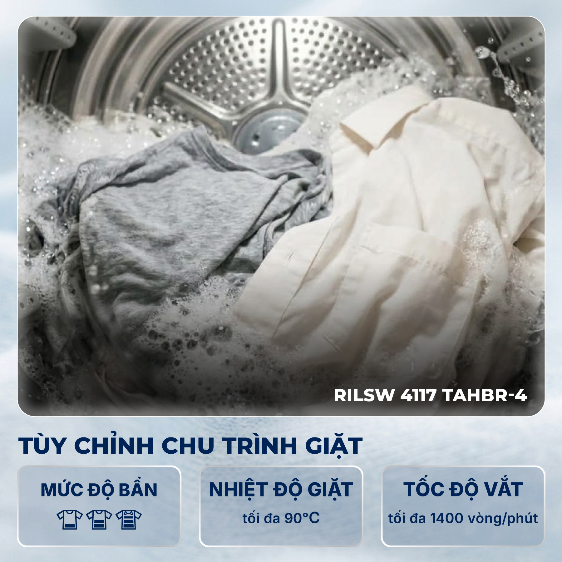 Máy giặt sấy Rosières 11 kg / 7 kg RILSW 4117 TAHBR-4 - Nhập khẩu chính hãng