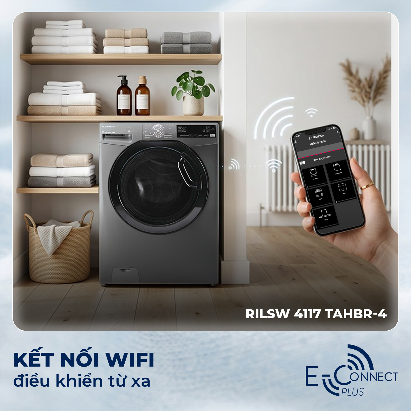 Máy giặt sấy Rosières 11 kg / 7 kg RILSW 4117 TAHBR-4 - Nhập khẩu chính hãng