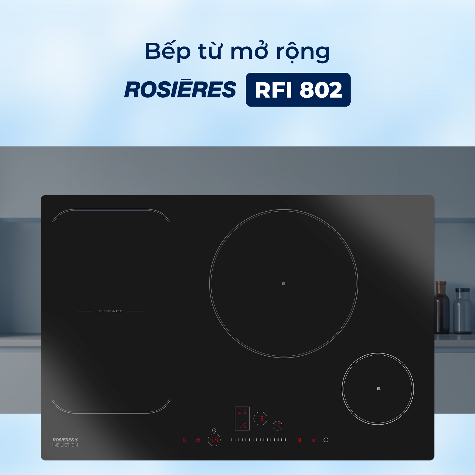 Bếp từ mở rộng Rosières RFI 802 - Nhập khẩu chính hãng