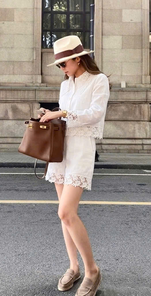 Santorini Chic Set - Sét Linen phối ren Trendy - Gootik Fashion