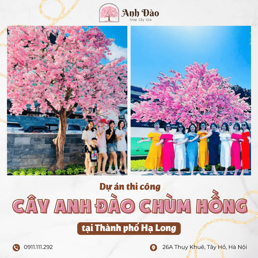 Thi công cây hoa anh đào giả cao 4,5m tại Hạ Long - Cây giả Anh Đào