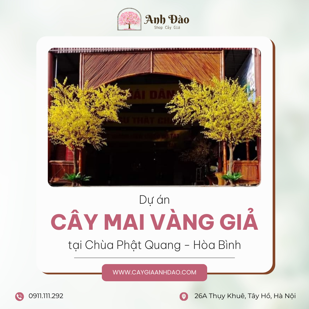 Thi công cây mai giả tại Chùa Phật Quang Hòa Bình - Cây giả Anh Đào