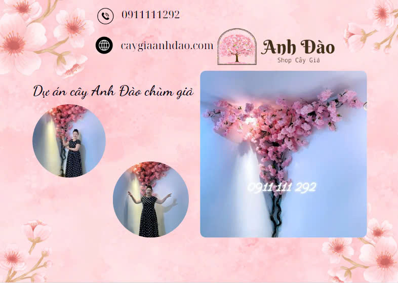 Thi công Cây Anh Đào Chùm Tại Khách Sạn 1116 La Thành - Cây Giả Anh Đào