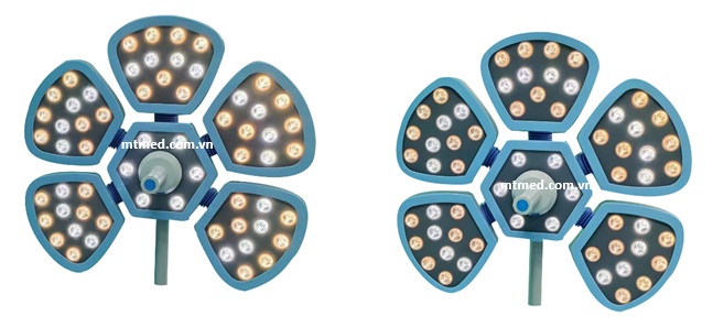 2 chóa của đèn mổ treo trần 2 nhánh CHG LED 700/700