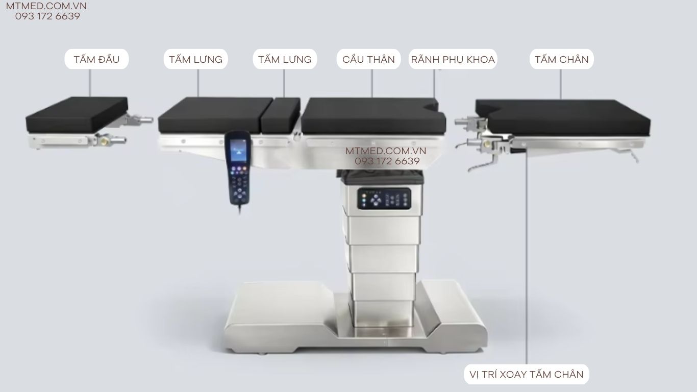 cấu tạo bàn mổ điện thủy lực