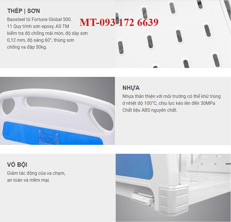 cấu tạo giường bệnh nhân 1 tay quay