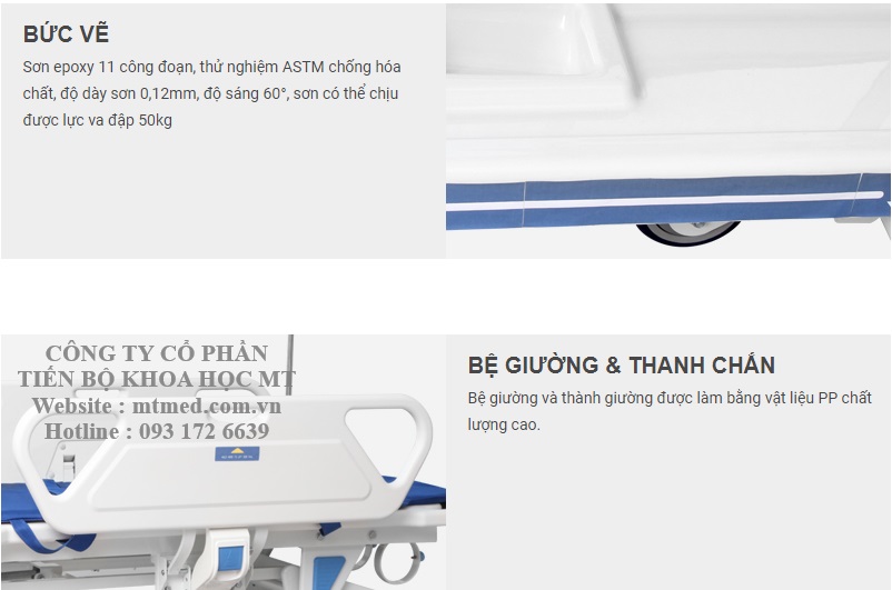 cấu tạo xe đẩy cáng bệnh nhân
