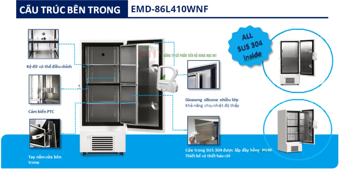 cấu trúc bên trong tủ lạnh âm sâu emd-86l410wnf