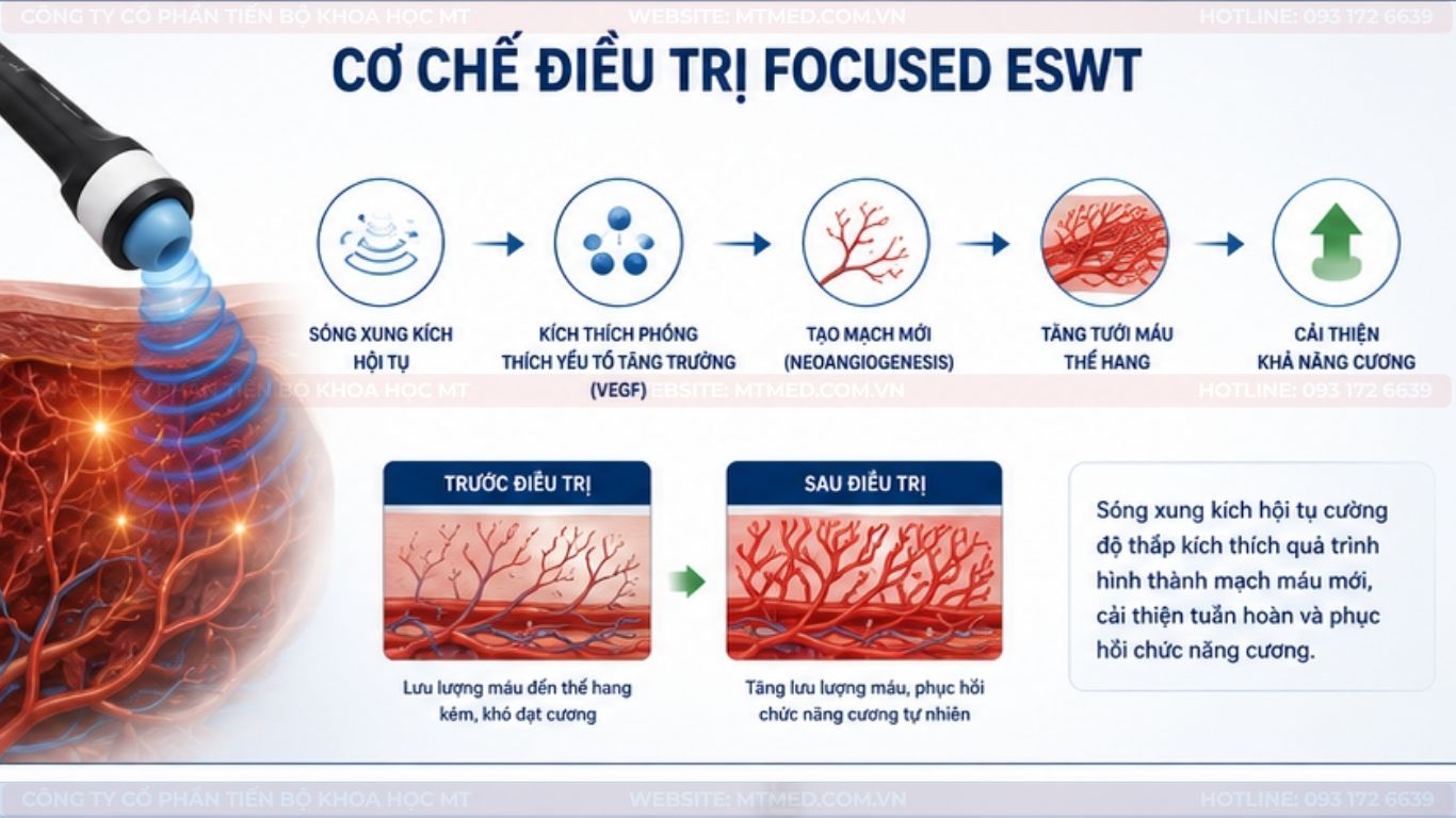 cơ chế điều trị của sóng xung kích trong điều trị rối loạn cương dương