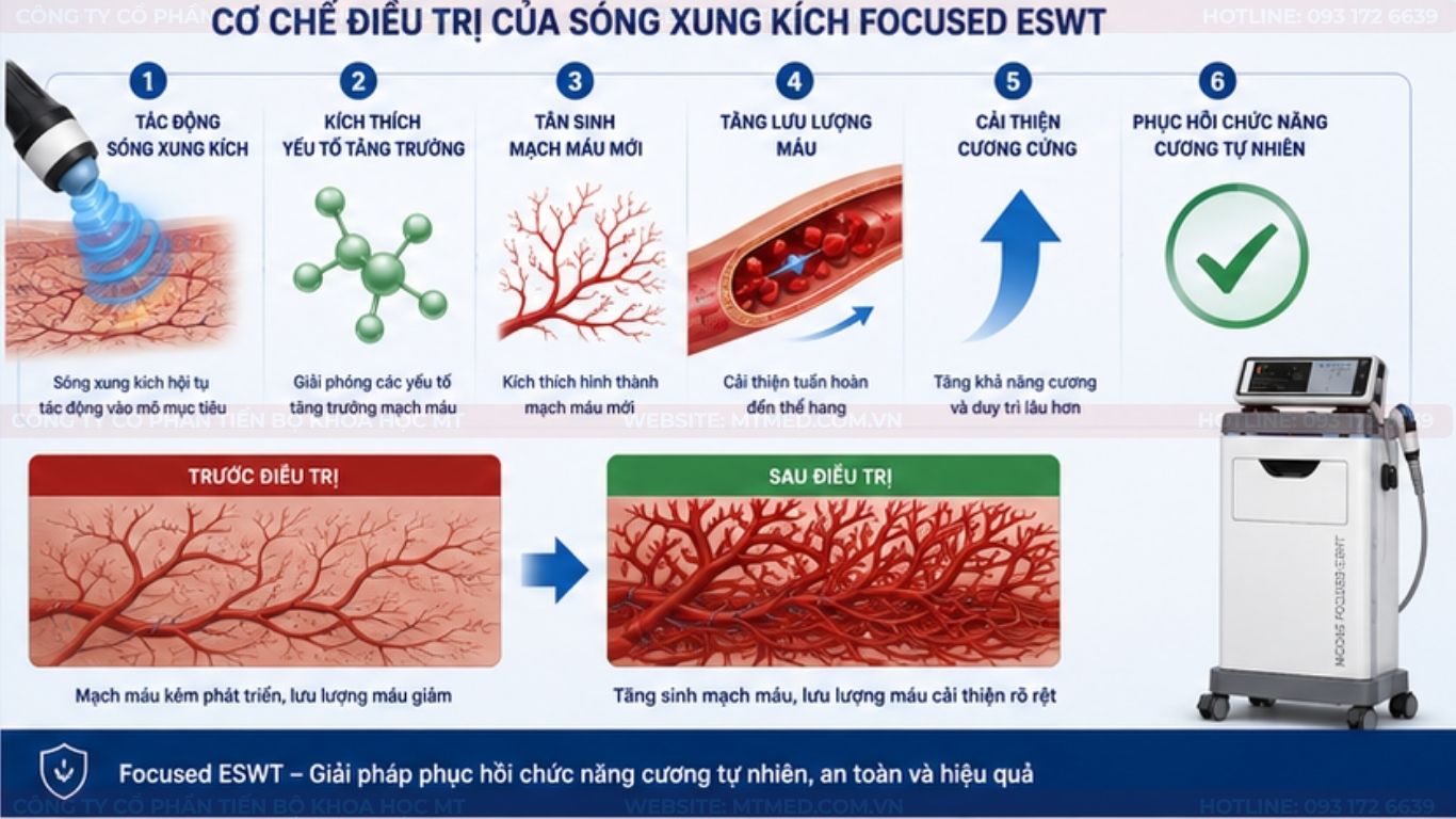 cơ chế điều trị của sóng xung kích