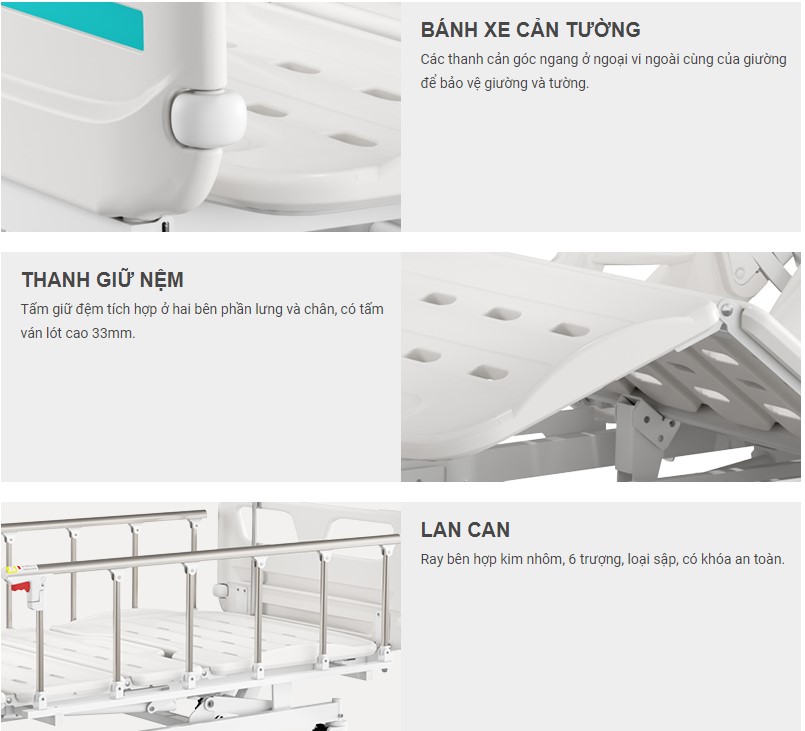 giường bệnh nhân 3 tay quay v3k hãng saikang