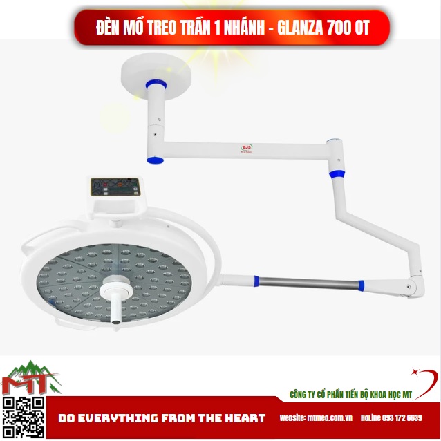 đèn mổ treo trần 1 nhánh glanza 700 ot
