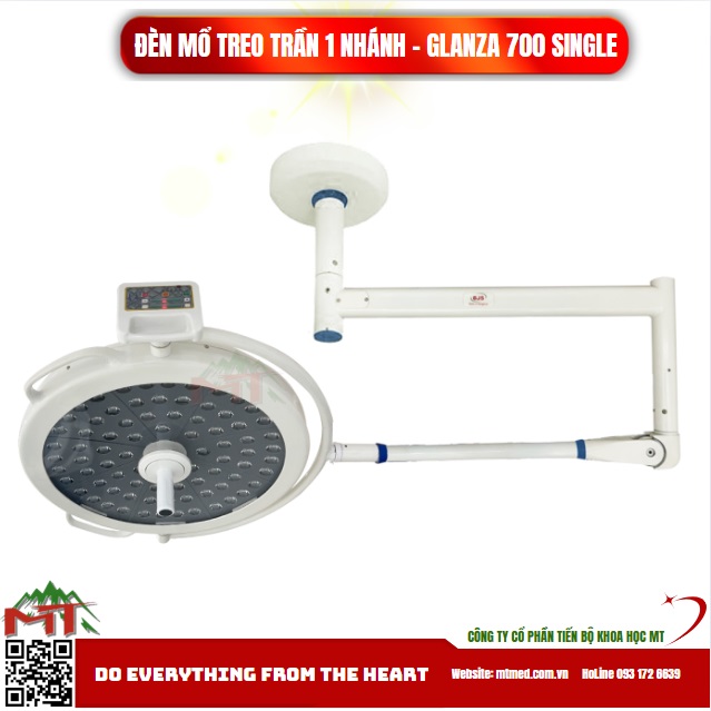 đèn mổ treo trần 1 nhánh glanza 700 single