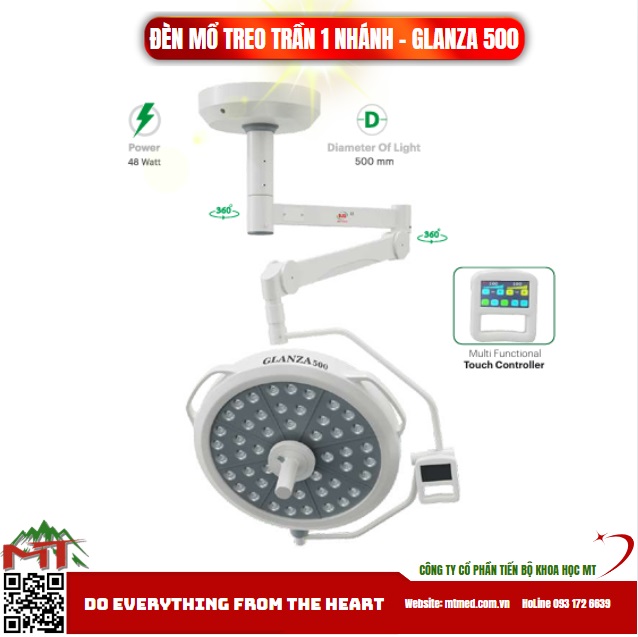 đèn mổ treo trần glanza 500 smart