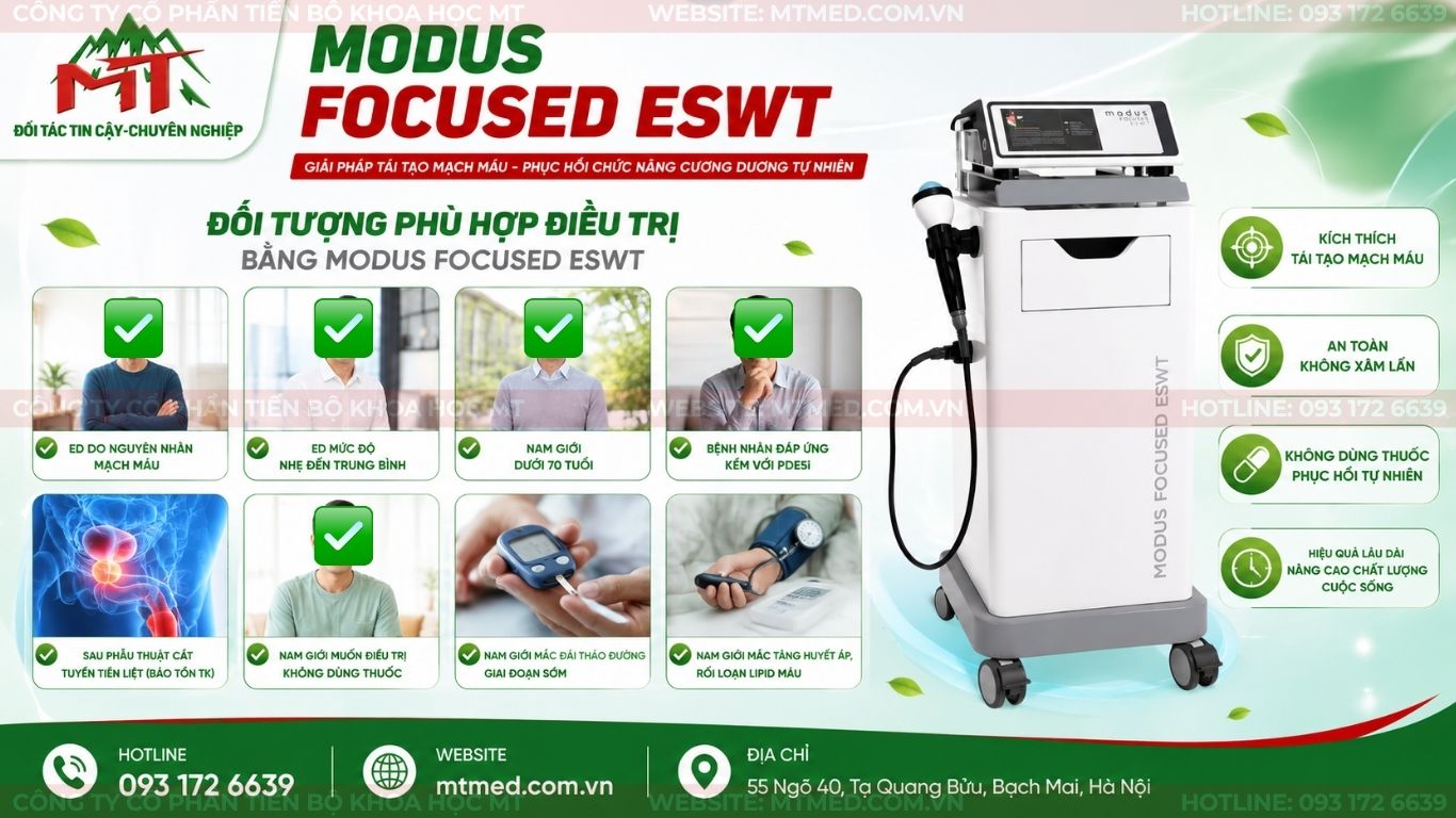 đối tượng phù hợp điều trị của máy xung kích modus focused eswt