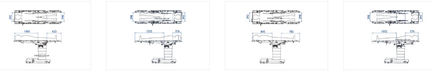 kích thước 1 bàn mổ trimax 650ns