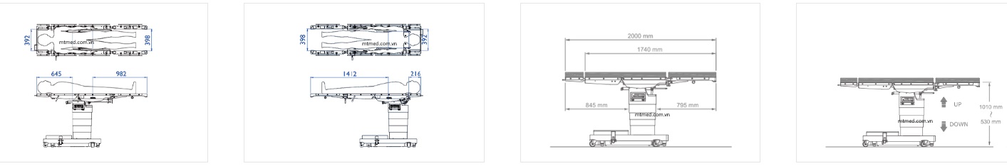 kích thước 2 bàn mổ 650ns