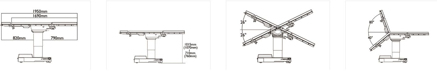 kích thước của bàn mổ OT 5600