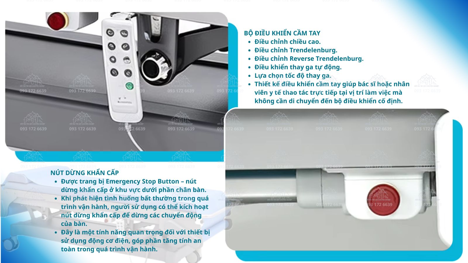 nút dừng khẩn cấp của bàn siêu âm điện