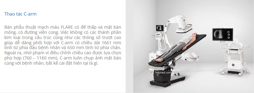 thao tác c-arm của bàn phẫu thuật mạch flare chụp c-arm