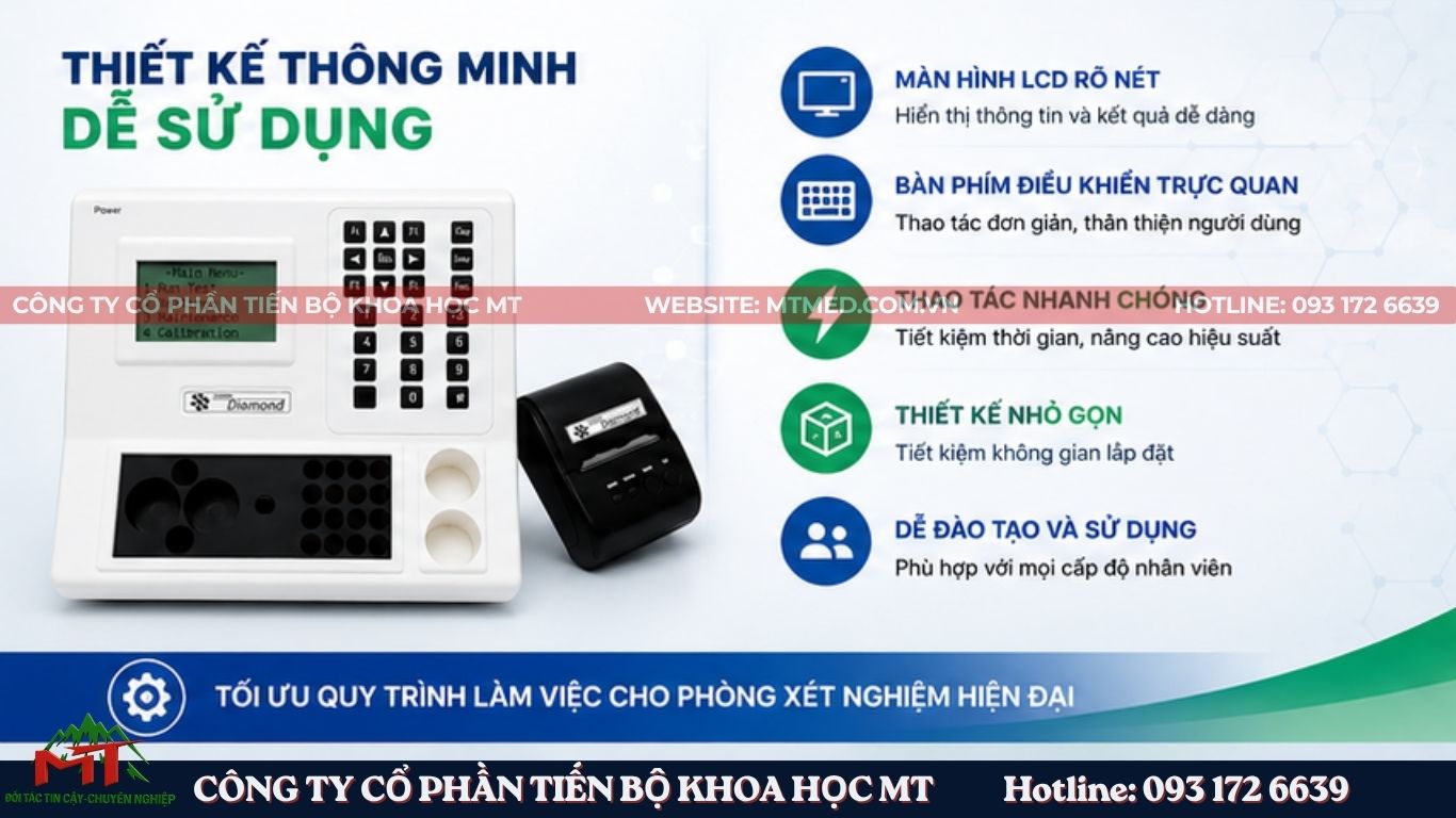 thiết kế của máy xét nghiệm đông máu diamon
