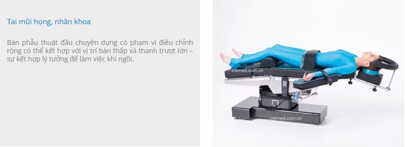tư thế mổ tai mũi họng nhãn khoa của bàn mổ tổng quát optima