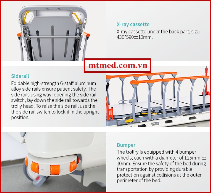 xe đẩy cáng bệnh nhân skb phần thanh chắn