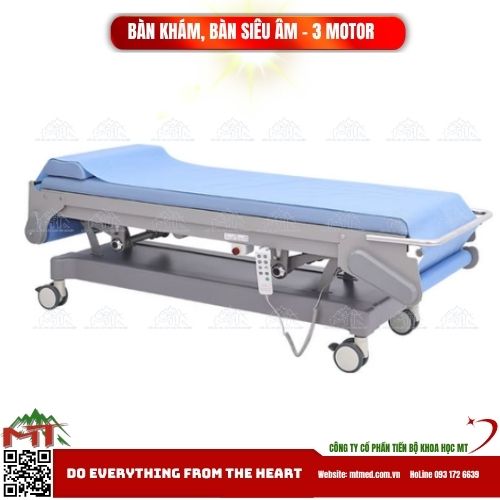 Bàn khám, bàn siêu âm điều khiển điện 3 motor
