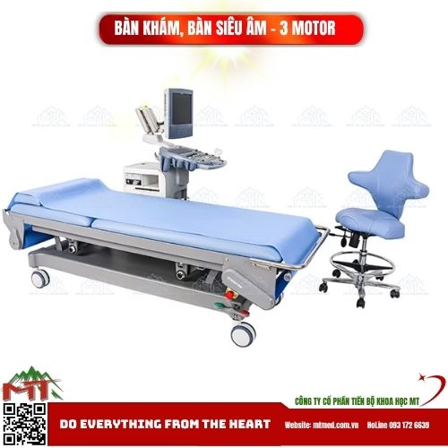 Bàn khám, bàn siêu âm điều khiển điện 3 motor