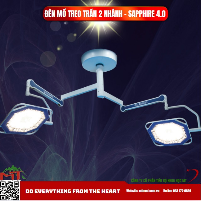 Đèn mổ treo trần 2 nhánh Sapphire 4.0