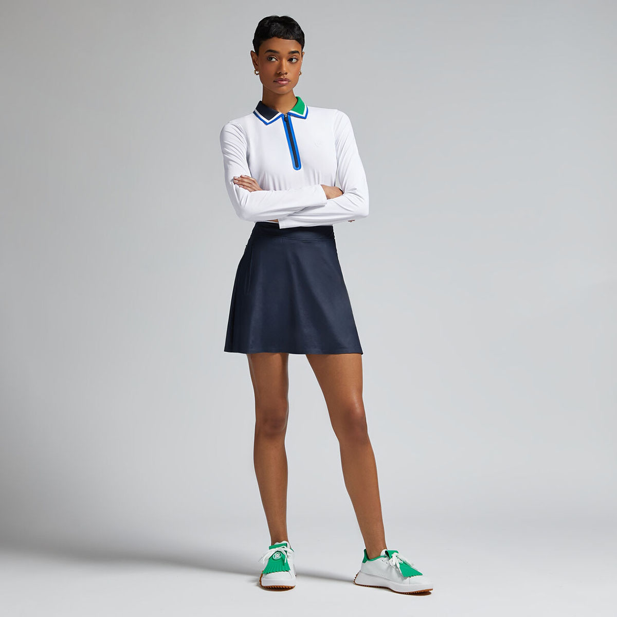 ÁO POLO COLOUR BLOCK SILKY TECH NYLON QUARTER ZIP