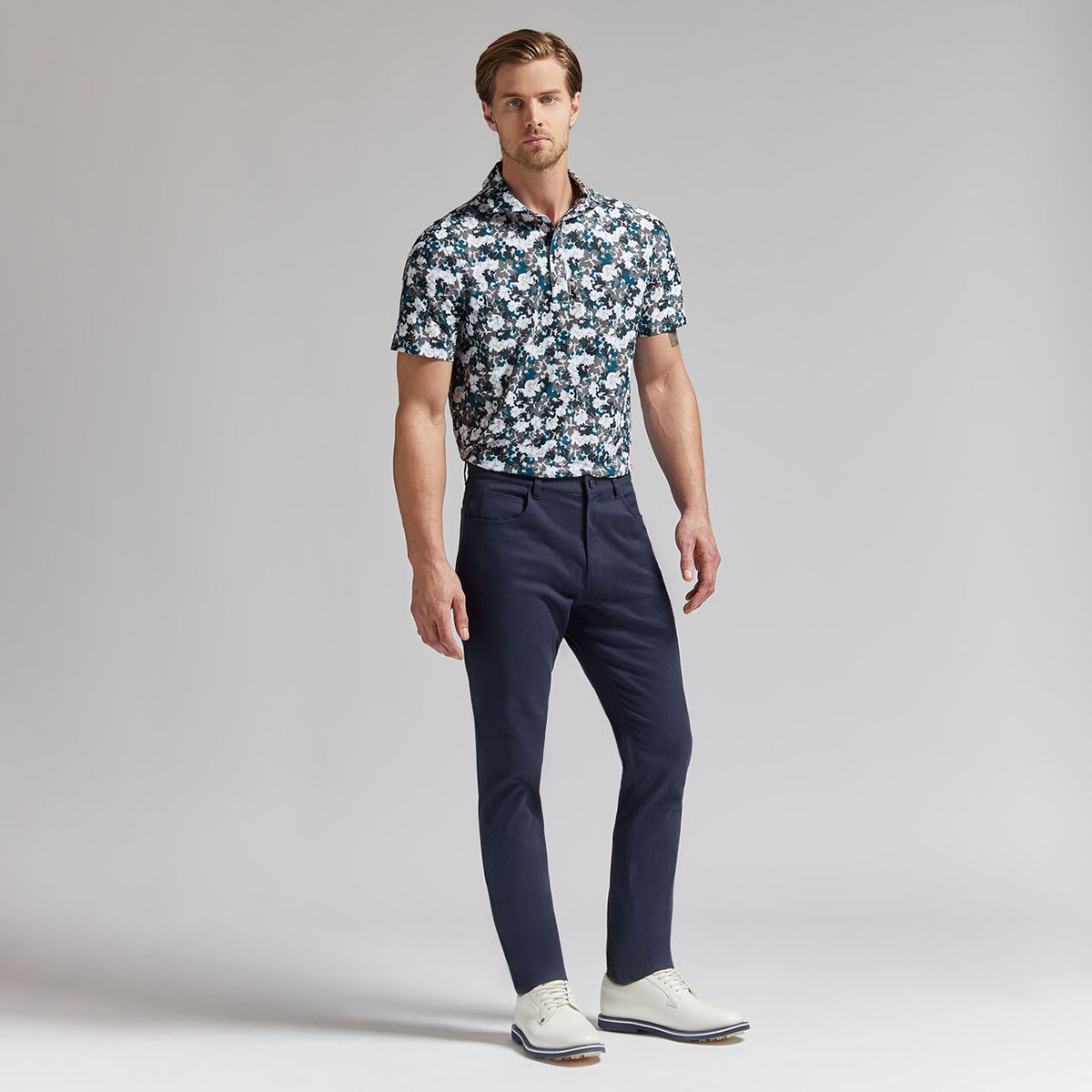 ÁO POLO CAMO FLORAL TECH PIQUÉ