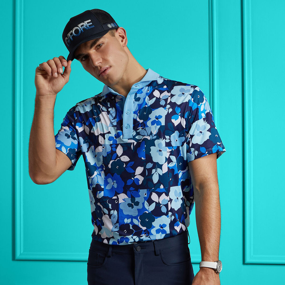 ÁO POLO PATCHWORK FLORAL TECH JERSEY