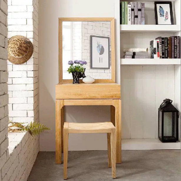 bàn trang điểm gỗ tự nhiên nhỏ gọn hiện đại không thể thiếu cho góc làm đẹp của phái nữ