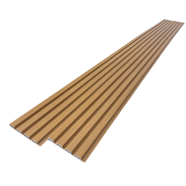 Cận cảnh bề mặt vân gỗ lam nhựa 4 sóng WPC, chống ẩm và dễ vệ sinh