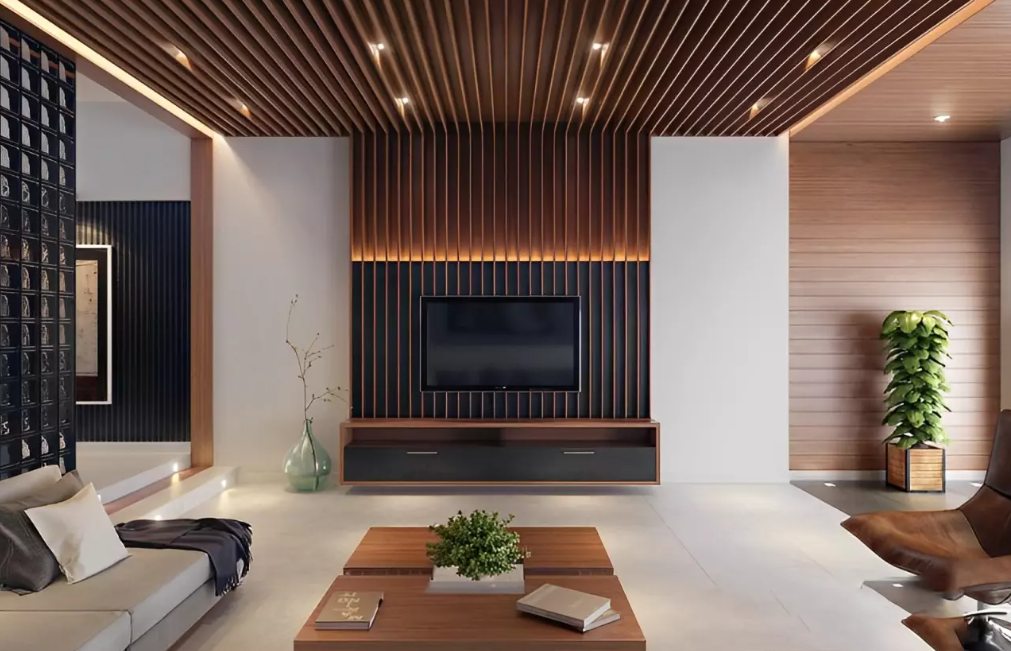 alt="Ứng dụng tấm lam sóng nhựa giả gỗ trang trí nội thất"