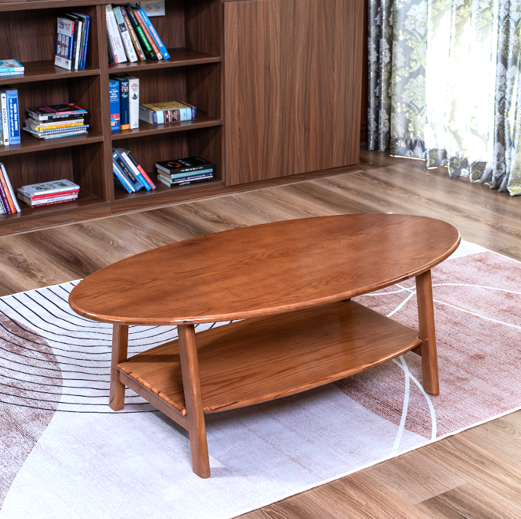 bàn trà gỗ tự nhiên mặt bàn elip trang trí nội thất phòng khách