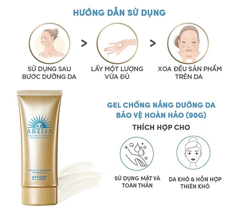 Kem chống nắng Anessa da thường, kiềm dầu 90g dạng gel