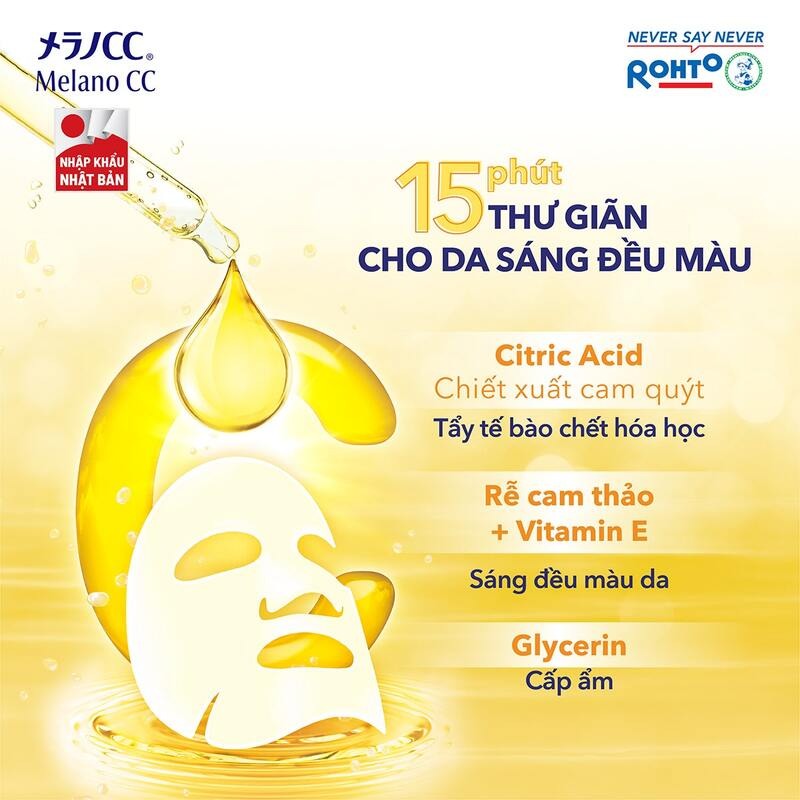 Mặt nạ dưỡng ẩm trắng da Nhật Bản CC Melano túi 28 miếng