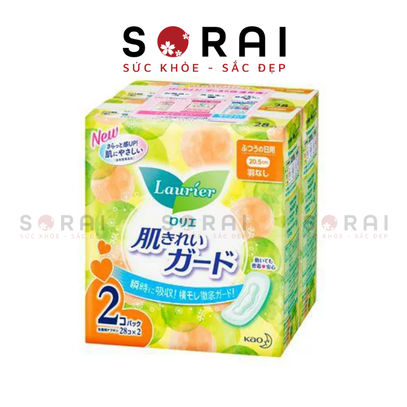 Set 2 băng vệ sinh Laurier ban ngày không cánh 28 miếng 1 gói