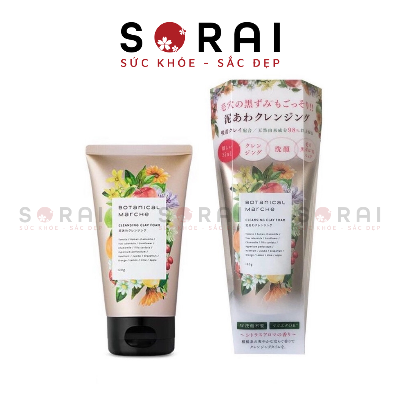 Sữa rửa mặt thảo mộc làm sạch sâu lỗ chân lông Botanical Marche Nhật Bản 120g