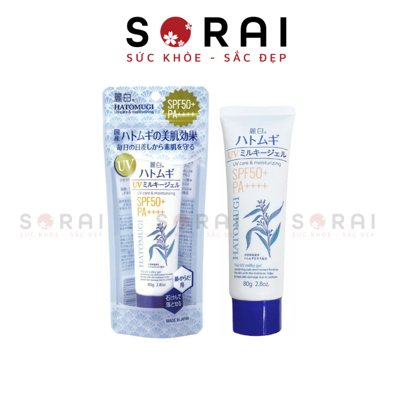 Kem chống nắng Kumano Yushi Reishiro Hatomugi UV Milky Gel SPF50 + PA ++++ 80g