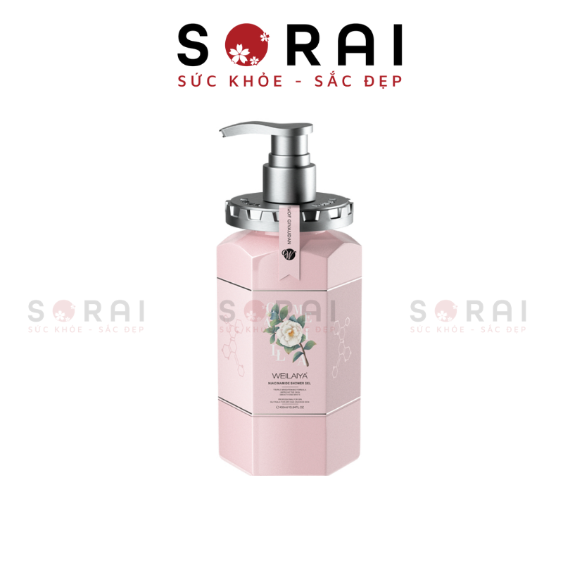 Sữa tắm trắng da Weilaya Trung Quốc hương hoa trà 450ml