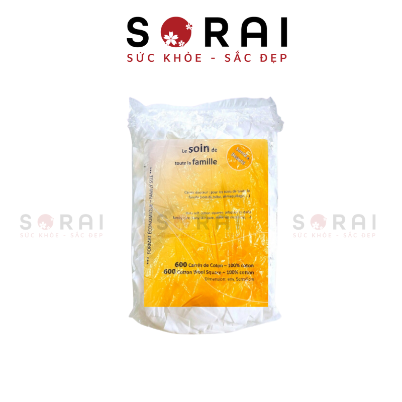 Bông tẩy trang Tetra Cotton Pháp mẫu mới 600 miếng 5x5 cm
