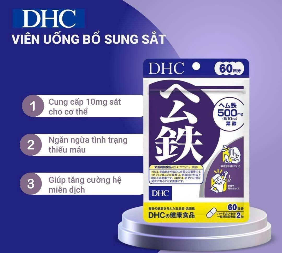 Viên uống bổ sung sắt DHC 120 viên 60 ngày